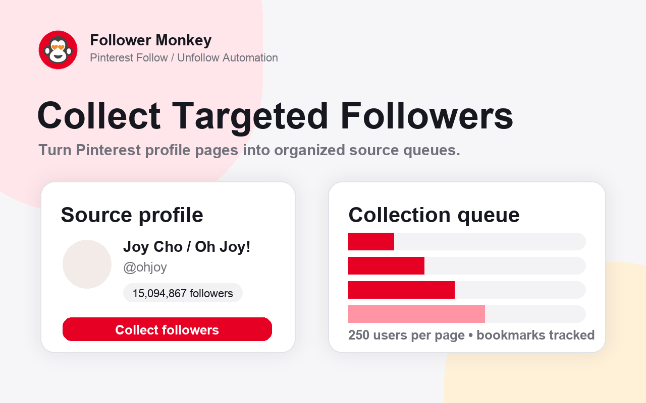 Pinterest follower source collection screenshot for Follower Monkey