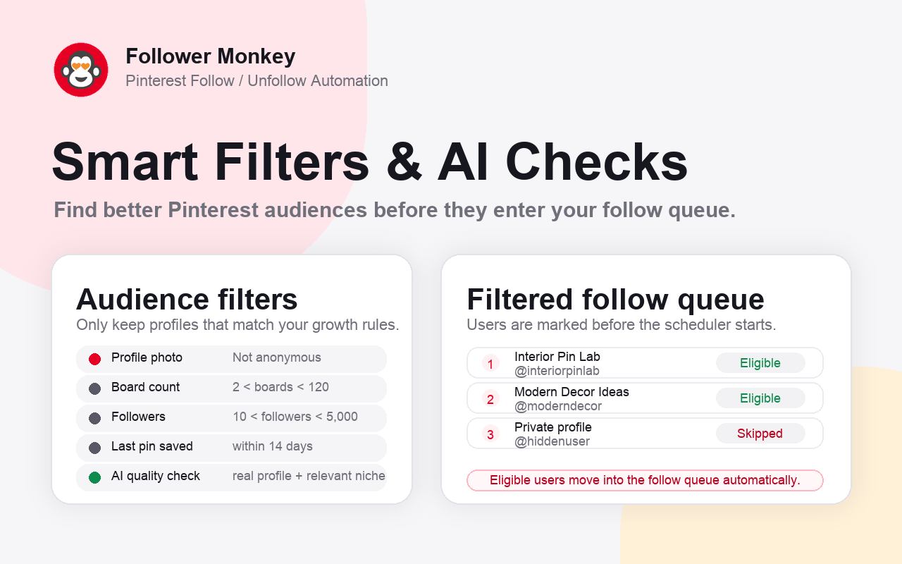 Pinterest smart filters and AI profile checks screenshot